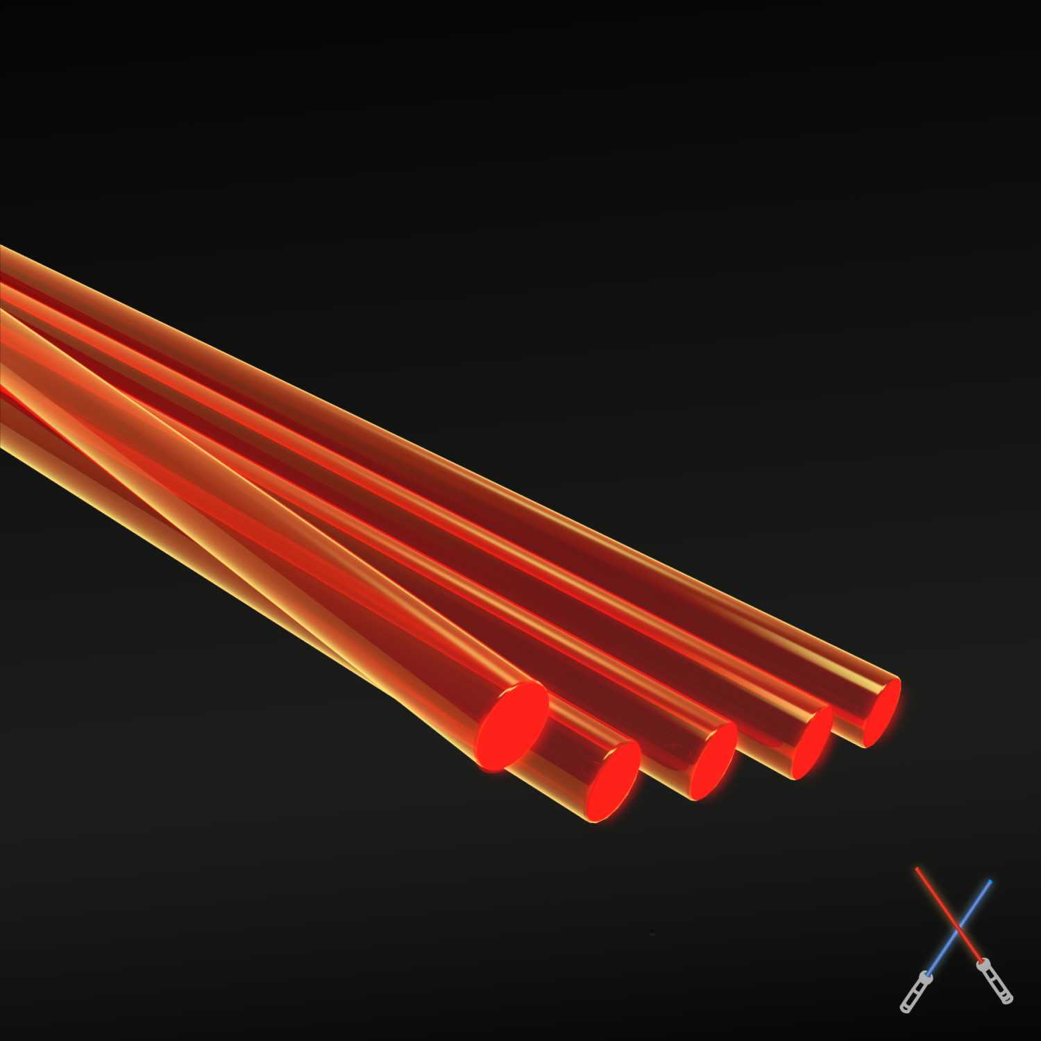 2,4 mm runde Acryl Stäbe Fluor ROT-ORANGE | Fluoreszierende Profile 2,4 mm runde Acryl Stäbe Fluor ROT-ORANGE | Fluoreszierende Profile