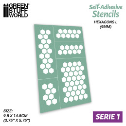 Self-adhesive stencils - Hexagons L - 9mm | Adhesive stencils Self-adhesive stencils - Hexagons L - 9mm | Adhesive stencils