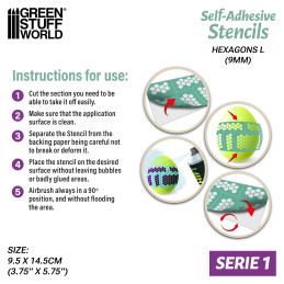 Self-adhesive stencils - Hexagons L - 9mm | Adhesive stencils Self-adhesive stencils - Hexagons L - 9mm | Adhesive stencils