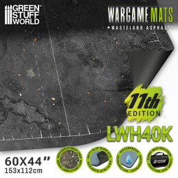 Neoprene Mat 44x60" Wasteland Asphalt with deployment lines 11th edition