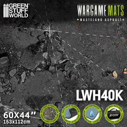 Neoprene Mat 44x60" Wasteland Asphalt with deployment lines 11th edition