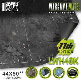 Tapis néoprène 44x60" Wasteland Asphalt avec zones de déploiement 11e édition Tapis néoprène 44x60" Wasteland Asphalt avec zones de déploiement 11e édition