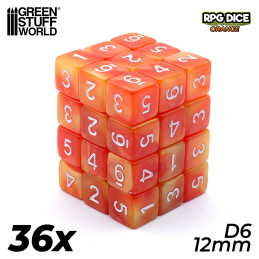 36x Dados D6 12mm - Naranja Dados D6 36x Dados D6 12mm - Naranja Dados D6