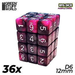 36x W6 12mm Spielwürfel - lila Marmor | W6-Würfel 36x W6 12mm Spielwürfel - lila Marmor | W6-Würfel