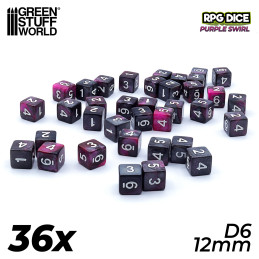 36x Dadi D6 12mm - Lilla Marmo | Dadi D6 36x Dadi D6 12mm - Lilla Marmo | Dadi D6