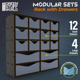 Black Vertical rack with 16 Drawers Black Vertical rack with 16 Drawers