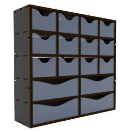 Cajonera vertical negra madera (16 cajones)