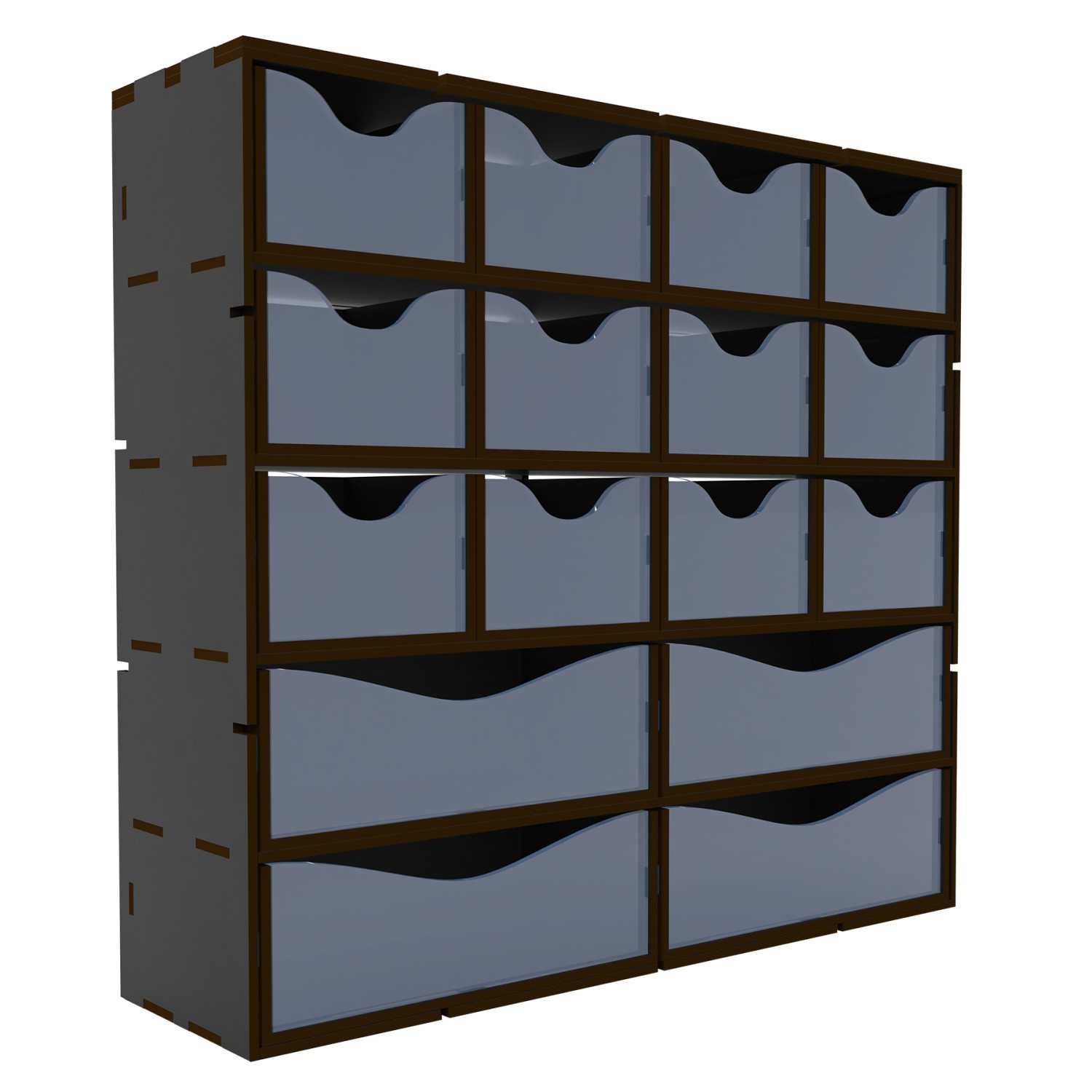 Cajonera vertical negra madera (16 cajones) Cajonera vertical negra madera (16 cajones)