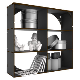 Schwarzes MDF-Mehrzweckregal x6 Schwarzes MDF-Mehrzweckregal x6