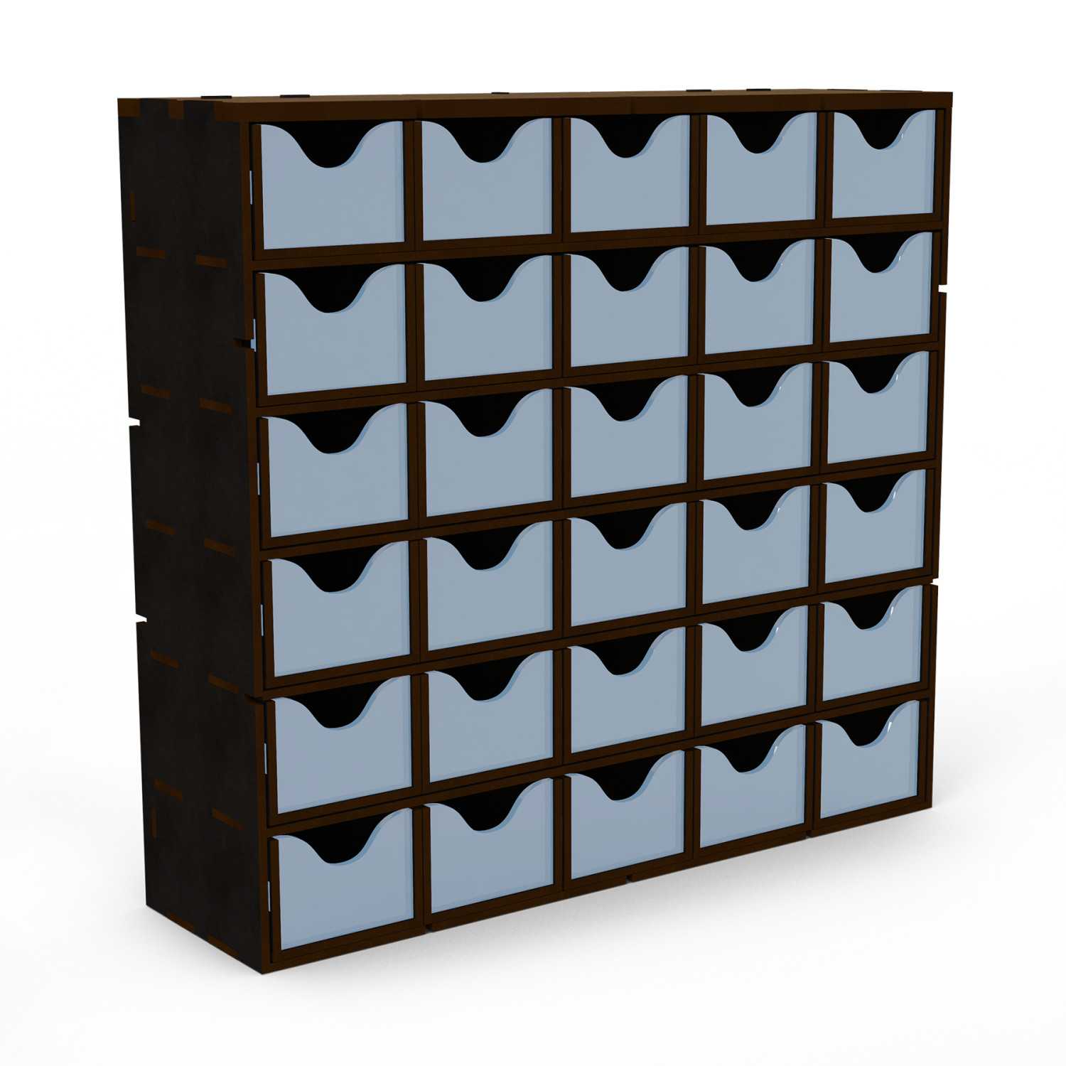 Cajonera vertical negra madera DM (30 cajones) Cajonera vertical negra madera DM (30 cajones)