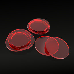 Socles Acryliques ROND 40 mm Rouge Transparent | Socles Acryliques Ronds