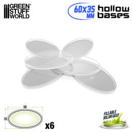 Peanas de Plástico con HUECO transparente - Ovaladas 60x35mm Peanas Transparentes Ovaladas