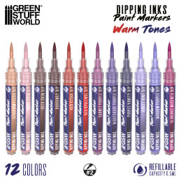 Marqueurs Dipping Ink - couleurs Chaudes pour peindre des figurines Marqueurs Dipping Ink - couleurs Chaudes pour peindre des figurines