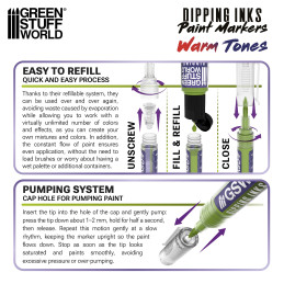 Dipping Ink Marker Pack - Warm for painting miniatures Dipping Ink Marker Pack - Warm for painting miniatures