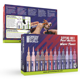 Dipping Ink-Marker-Set - Warme Farbtöne zum Bemalen von Miniaturen