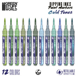 Dipping Ink-Marker-Set - Kühle Farbtöne zum Bemalen von Miniaturen Dipping Ink-Marker-Set - Kühle Farbtöne zum Bemalen von Miniaturen
