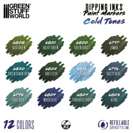 Marqueurs Dipping Ink - couleurs Froides pour peindre des figurines Marqueurs Dipping Ink - couleurs Froides pour peindre des figurines