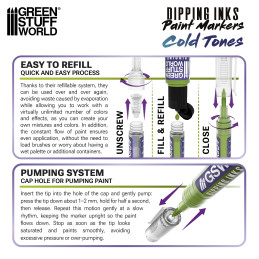 Marqueurs Dipping Ink - couleurs Froides pour peindre des figurines Marqueurs Dipping Ink - couleurs Froides pour peindre des figurines