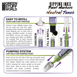 Pack rotuladores Dipping Ink tonos Neutros para pintar miniaturas Pack rotuladores Dipping Ink tonos Neutros para pintar miniaturas