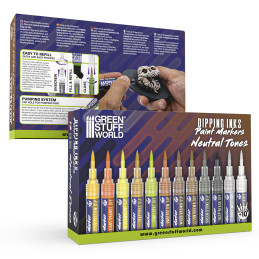 Pack rotuladores Dipping Ink tonos Neutros para pintar miniaturas