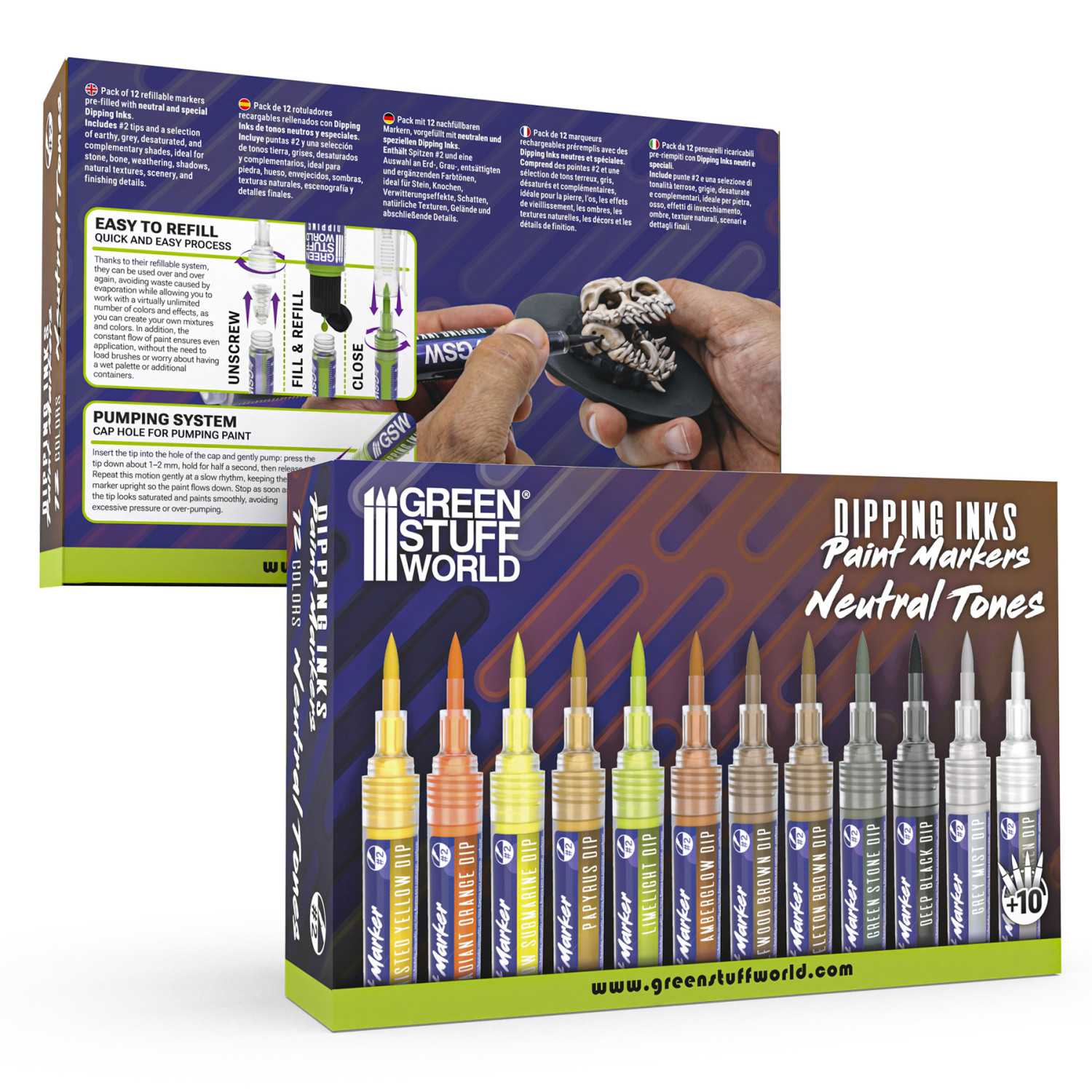 Dipping Ink Marker Pack - Neutral tones for painting miniatures Dipping Ink Marker Pack - Neutral tones for painting miniatures