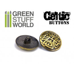 8x CELTIC eternal Knuds Buttons - Antique Gold – 5/8 inches - 17mm
