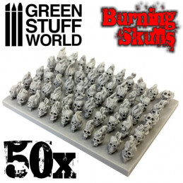 50x Resin Burning Skulls | Miniature Skulls