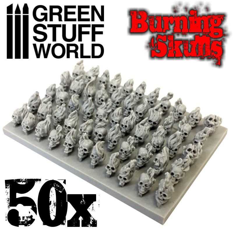 50x Resin Burning Skulls | Miniature Skulls 50x Resin Burning Skulls | Miniature Skulls