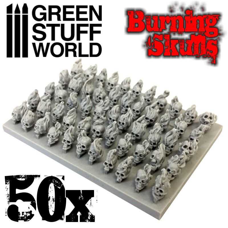 50x Resin Burning Skulls | Miniature Skulls