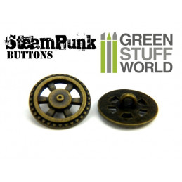 8x Steampunk Buttons FLYWHEEL GEARS - Bronze | Buttons