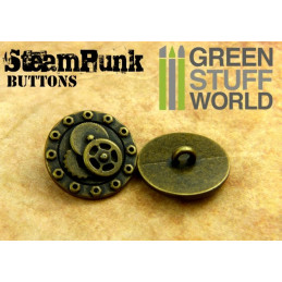 8x Steampunk Buttons BOLTS and GEARS - Bronze | Buttons