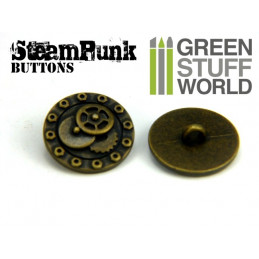 8x Steampunk Buttons BOLTS and GEARS - Bronze