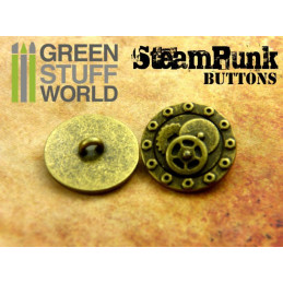 8x Botones RUEDAS y TORNILLOS SteamPunk - Oro Viejo