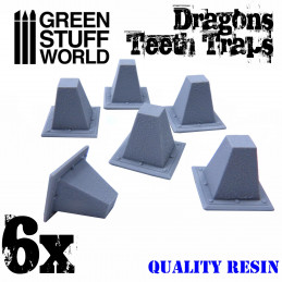 6x Resin Dragon Teeth Traps for Tanks | Modern furniture and scenery