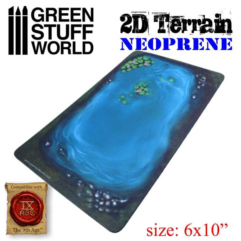 Terrain Neoprene 2D - Lac avec des feuilles | Terrain en néoprène