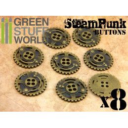 8x Botones RUEDAS DENTADAS SteamPunk - Bronce