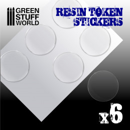 6x Resin Token Stickers 50mm