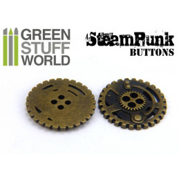 8x Steampunk Buttons SPROCKET GEARS - Bronze