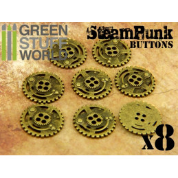 8x Steampunk Buttons SPROCKET GEARS - Antique Gold | Buttons