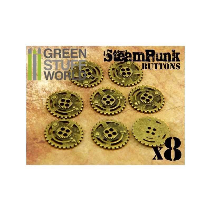 8x Steampunk Buttons SPROCKET GEARS - Antique Gold | Buttons