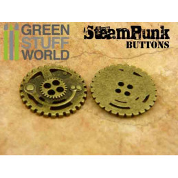 8x Steampunk Buttons SPROCKET GEARS - Antique Gold | Buttons