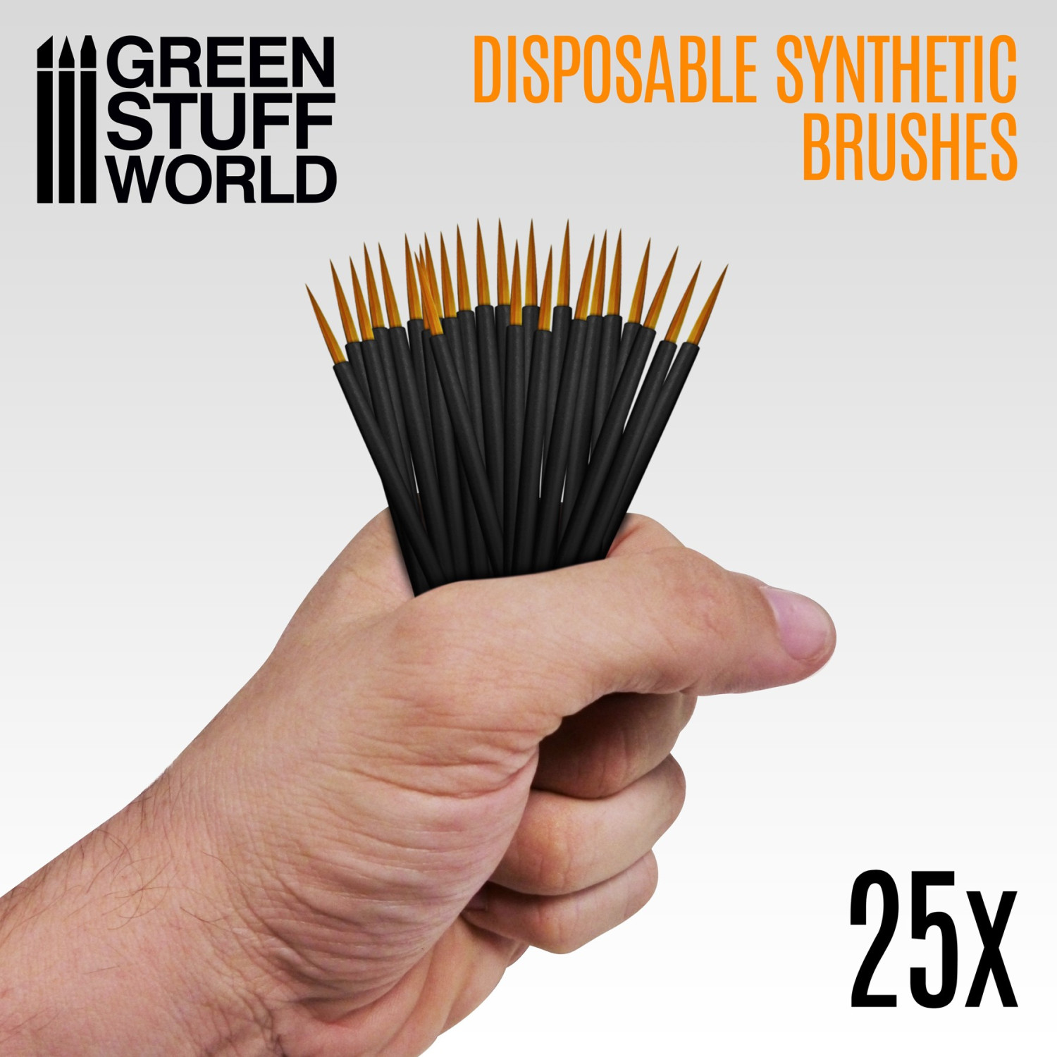 thumbnail image 2 of Green Stuff World 25x Disposable Synthetic Miniature Brushes | Perfect For Modelling & Painting 2 of 6