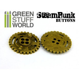 8x Steampunk Buttons SPROCKET GEARS - Antique Gold | Buttons