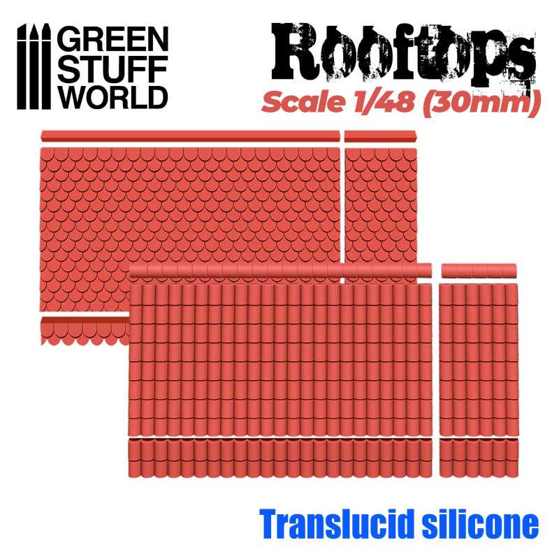 Moldes de Silicona Tejados 1/48 (30mm) Moldes Escenografia