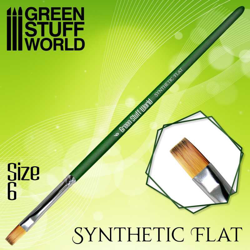 GREEN SERIES Flat Synthetic Brush Size 6 | Hobby Accessories