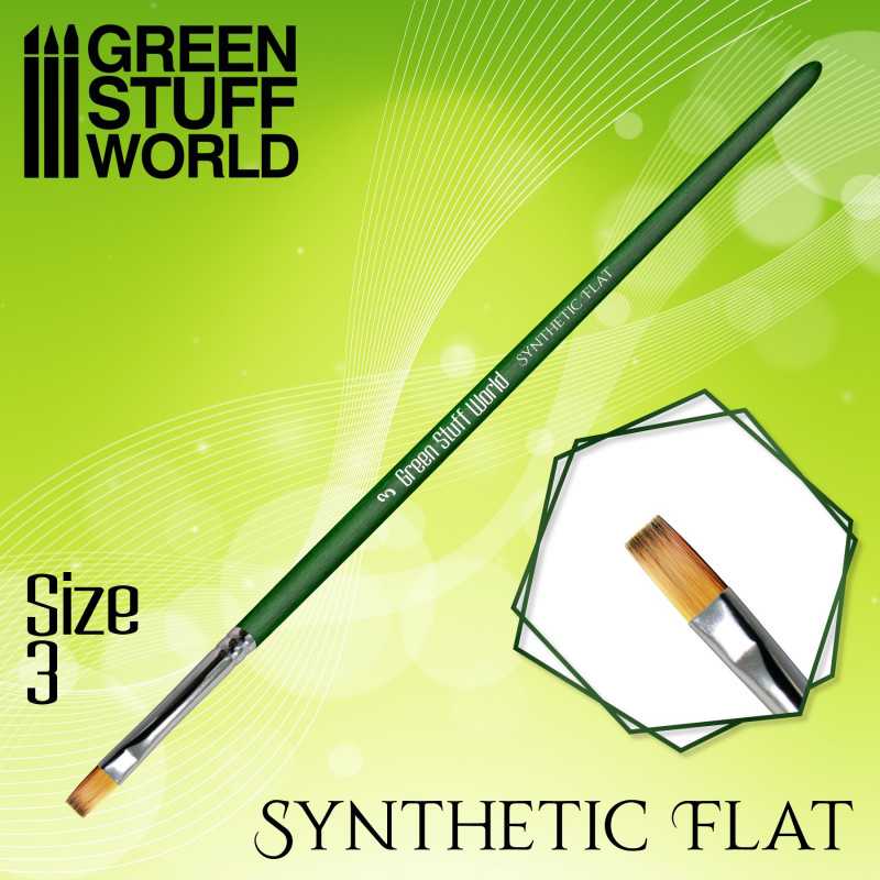 GREEN SERIES Flat Synthetic Brush Size 3 | Hobby Accessories