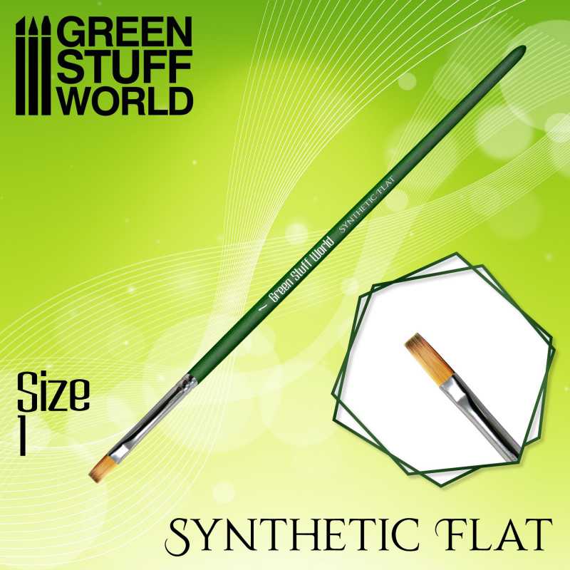 GREEN SERIES Flat Synthetic Brush Size 1 | Hobby Accessories