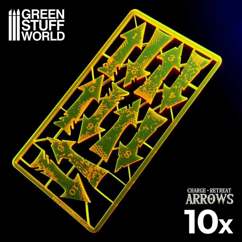 Charge and Retreat Arrows - Fluor Orange | Markers and gaming rulers Charge and Retreat Arrows - Fluor Orange | Markers and gaming rulers