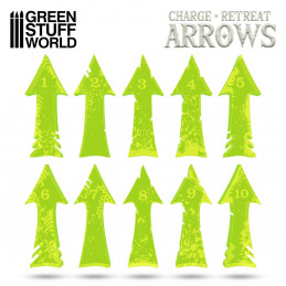 Charge and Retreat Arrows - Fluor Yellow-green | Markers and gaming rulers