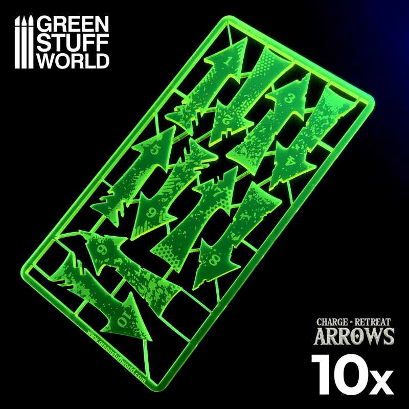 Charge and Retreat Arrows - Fluor Yellow-green | Markers and gaming rulers